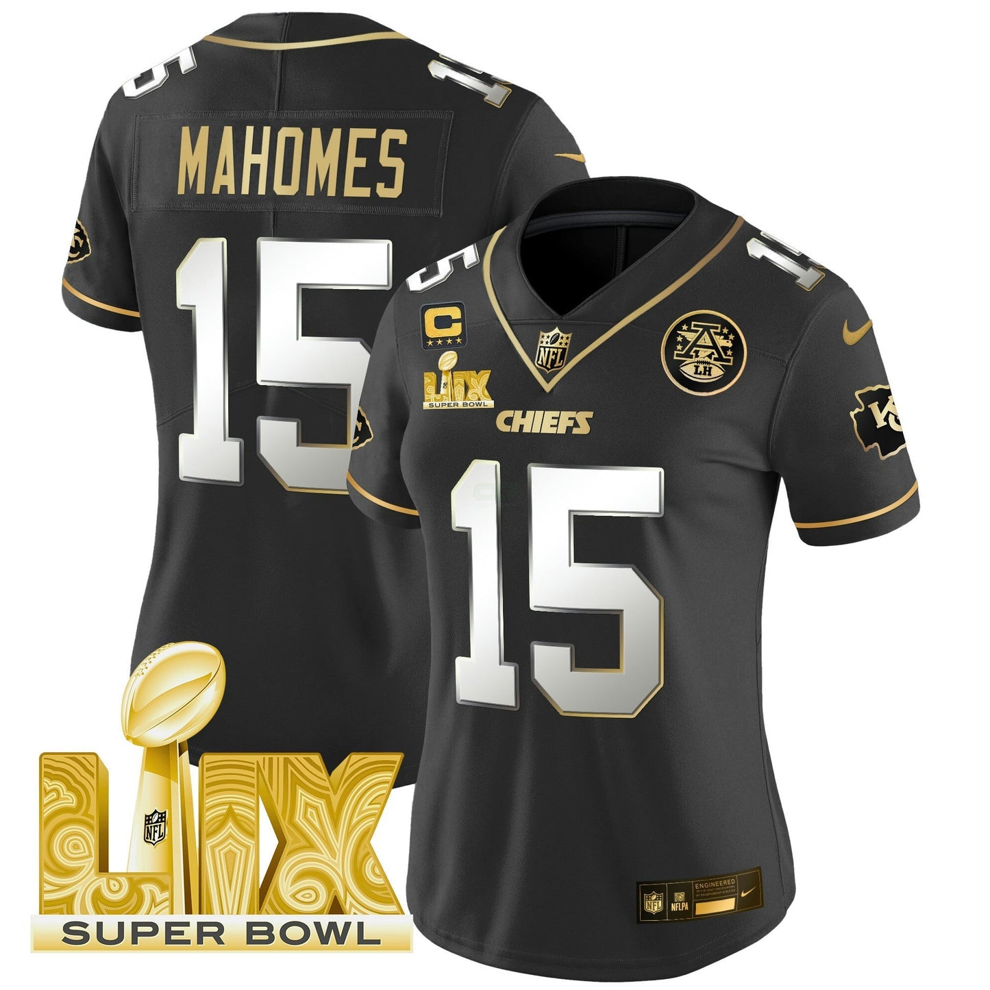 Camisa NFL Women’s Super Bowl LIX Patch Dourada Vapor Limited Jersey