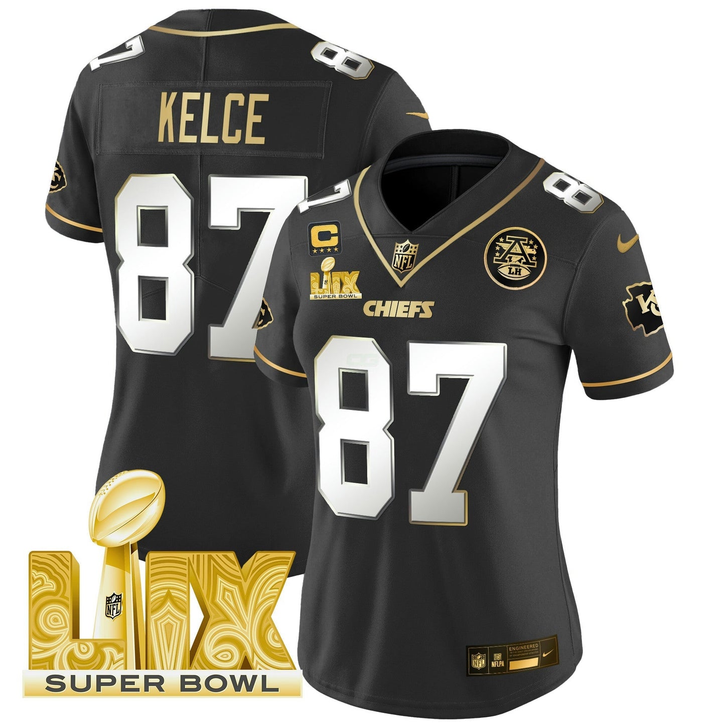 Camisa NFL Women’s Super Bowl LIX Patch Dourada Vapor Limited Jersey