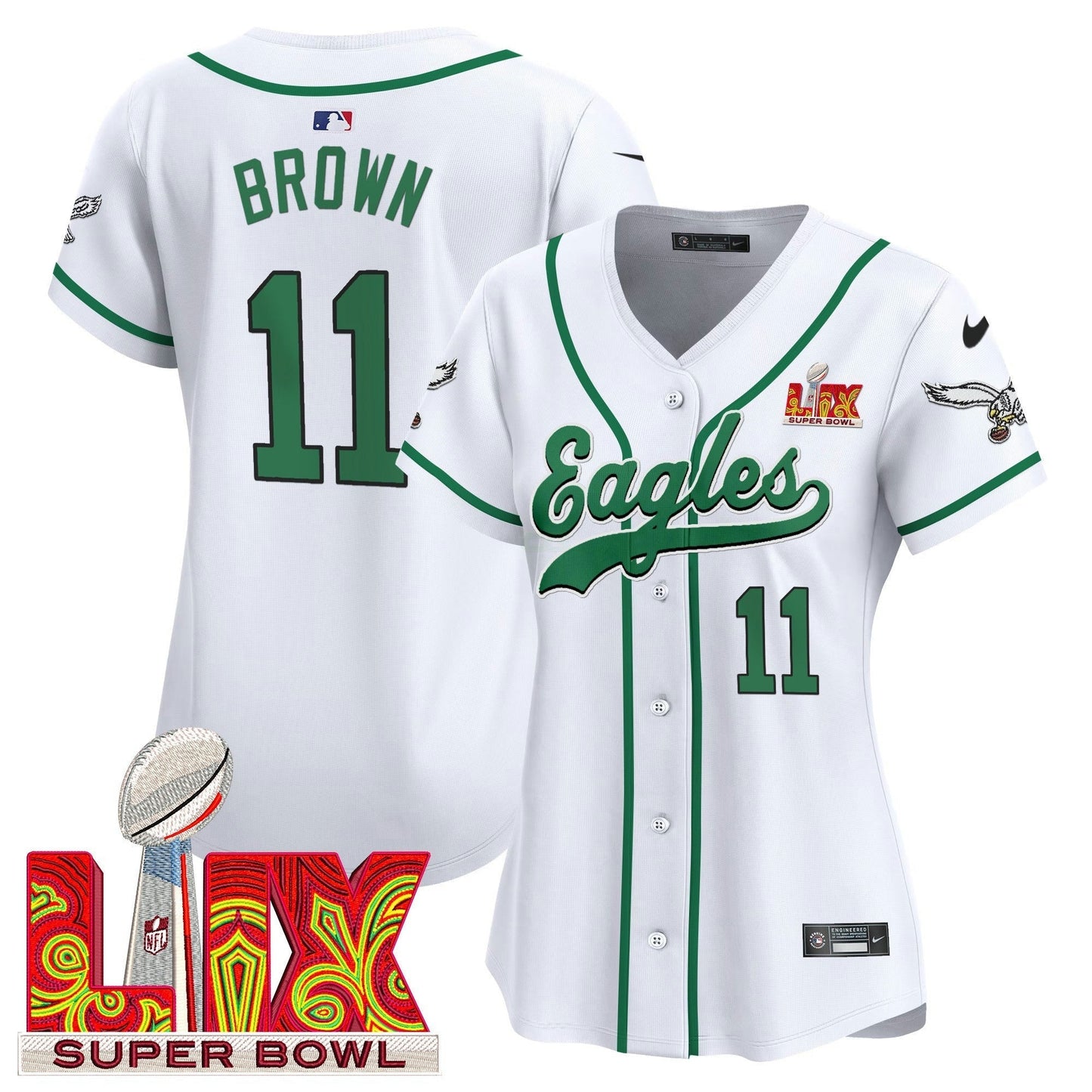 Camisa NFL Women’s Super Bowl LIX Patch Kelly Green Vapor Jersey