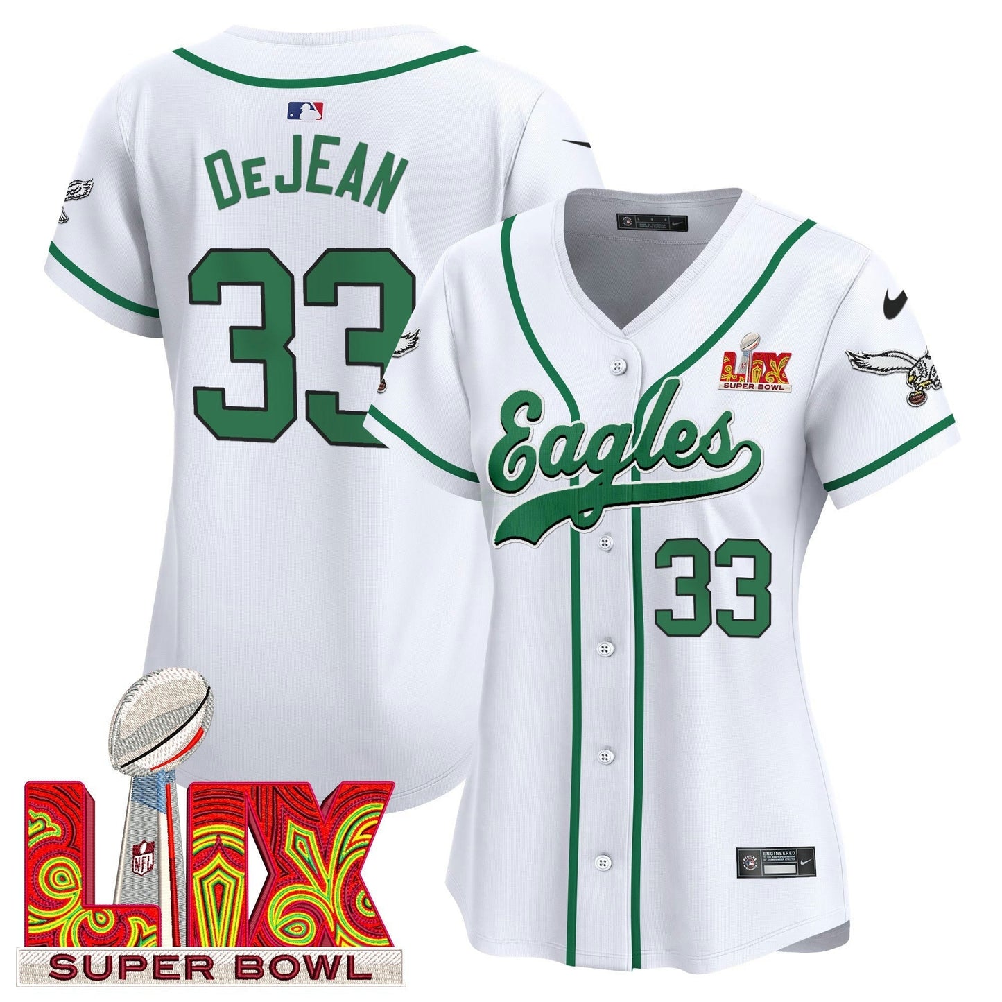 Camisa NFL Women’s Super Bowl LIX Patch Kelly Green Vapor Jersey