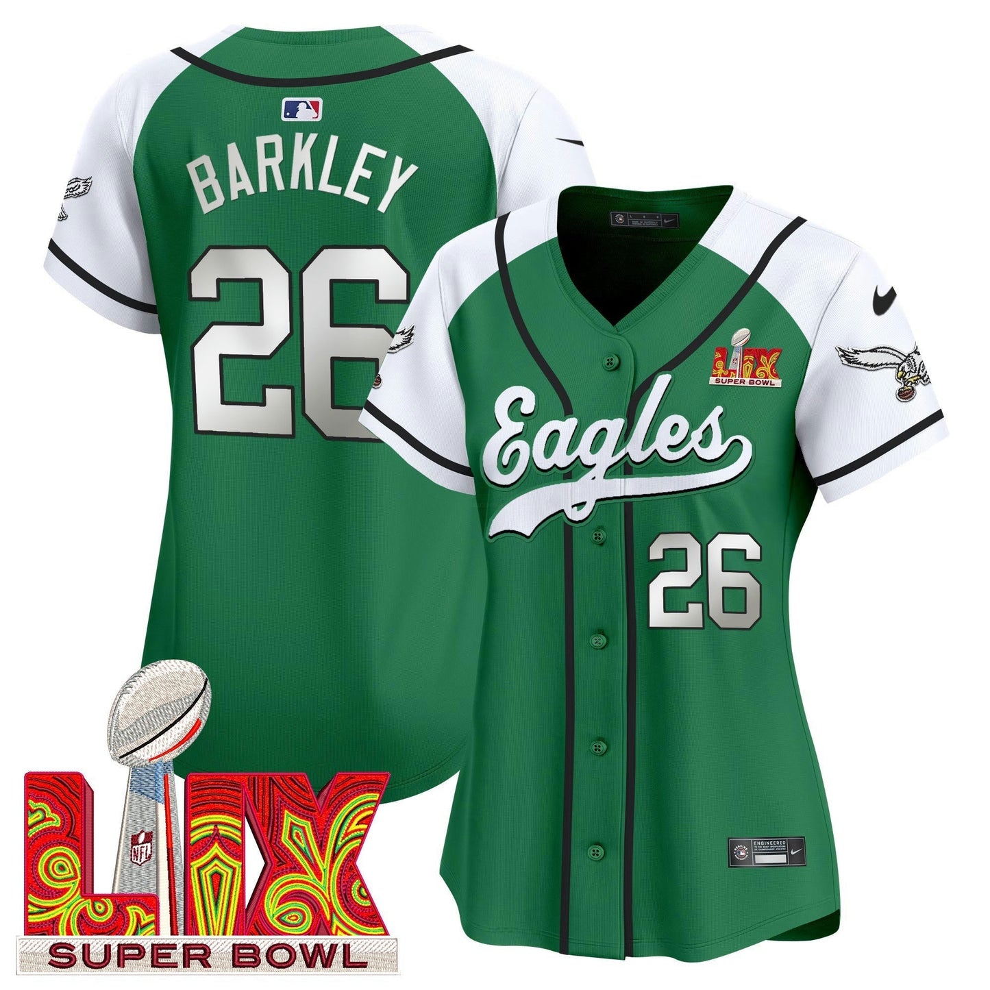 Camisa NFL Women’s Super Bowl LIX Patch Kelly Green Vapor Jersey