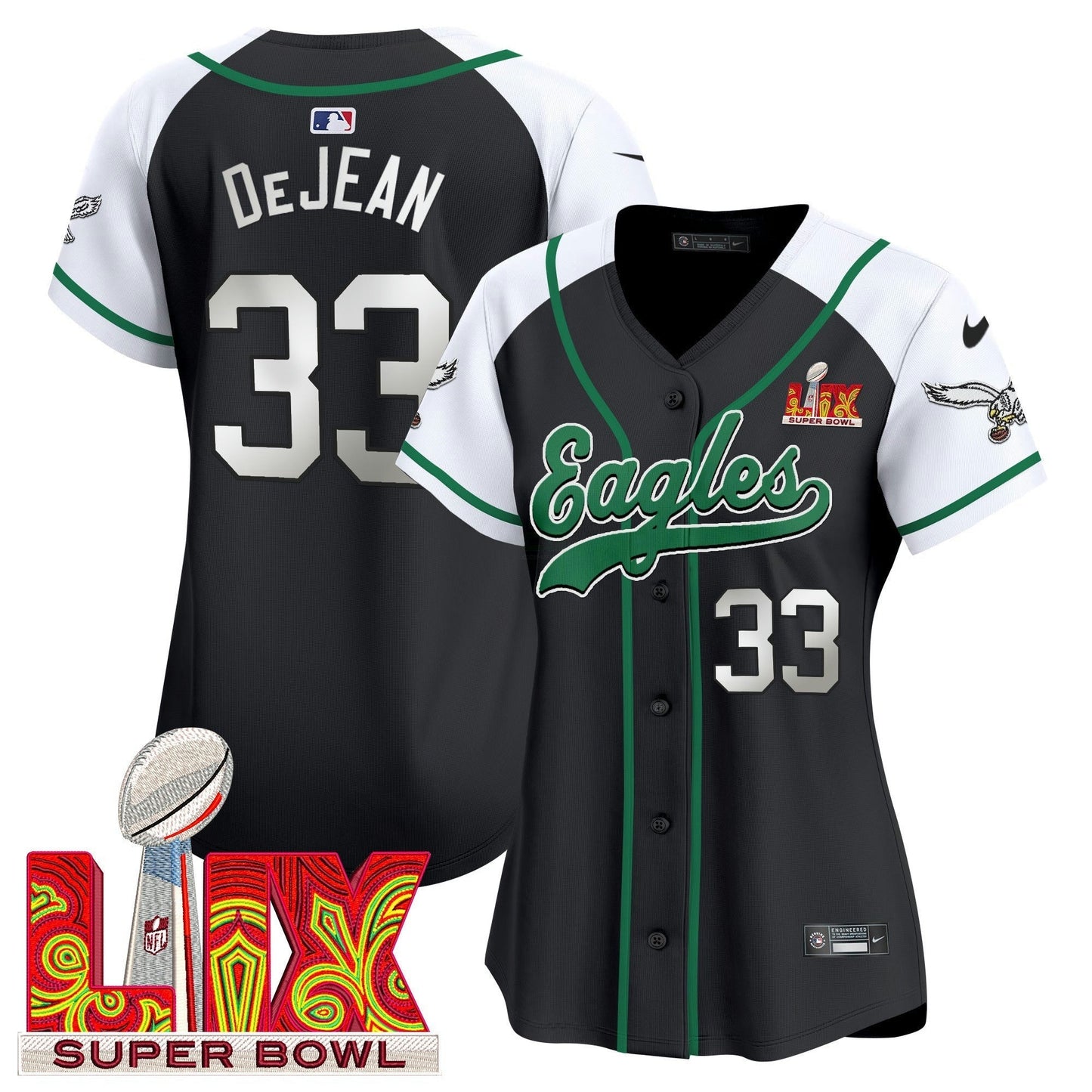 Camisa NFL Women’s Super Bowl LIX Patch Kelly Green Vapor Jersey