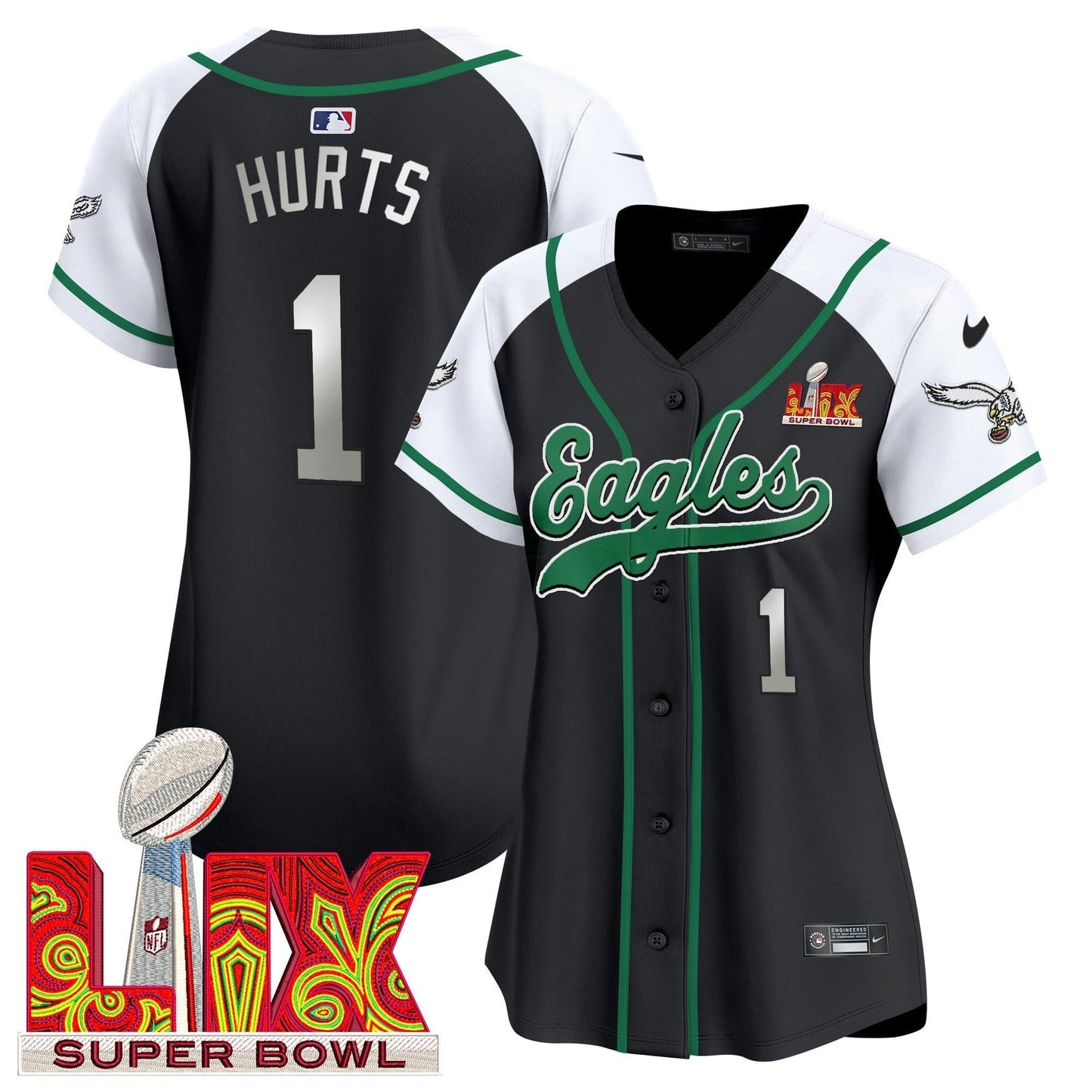 Camisa NFL Women’s Super Bowl LIX Patch Kelly Green Vapor Jersey