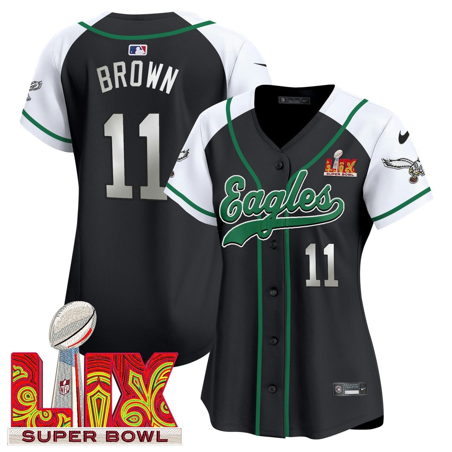 Camisa NFL Women’s Super Bowl LIX Patch Kelly Green Vapor Jersey