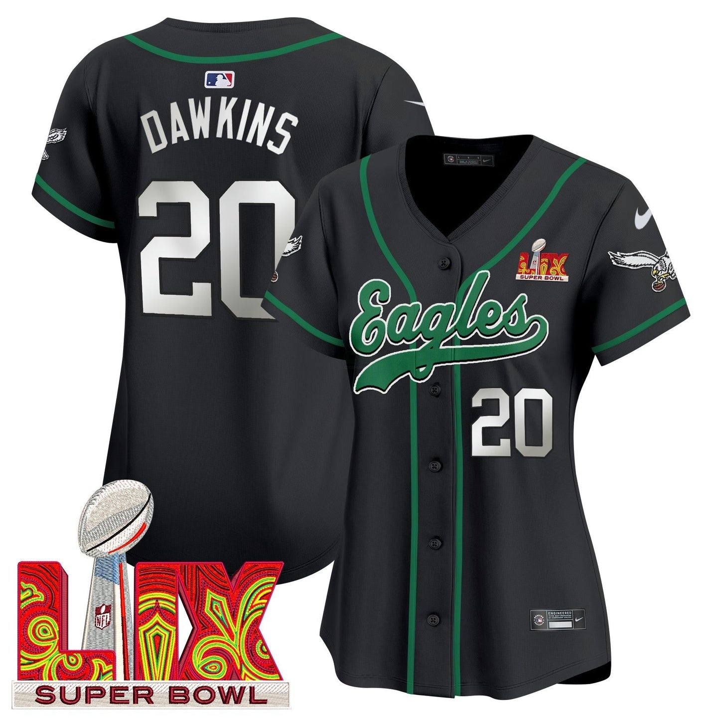 Camisa NFL Women’s Super Bowl LIX Patch Kelly Green Vapor Jersey