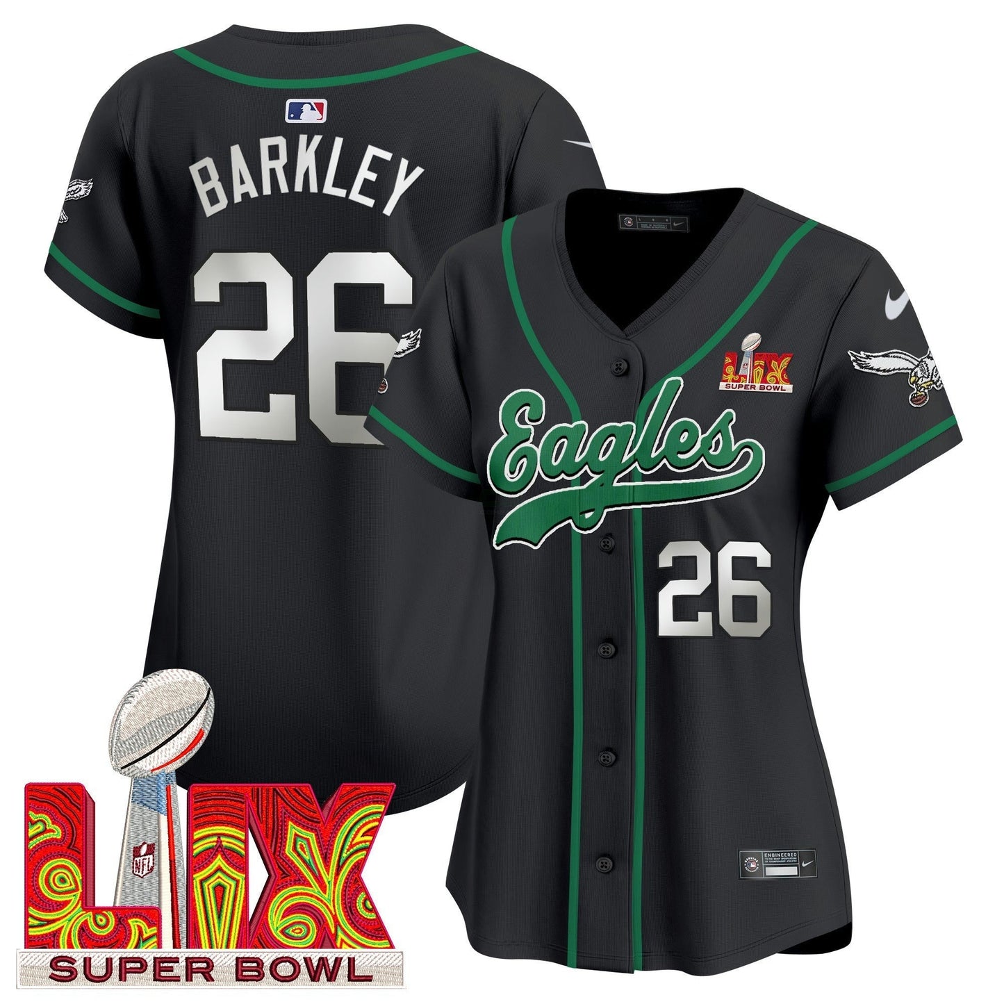 Camisa NFL Women’s Super Bowl LIX Patch Kelly Green Vapor Jersey
