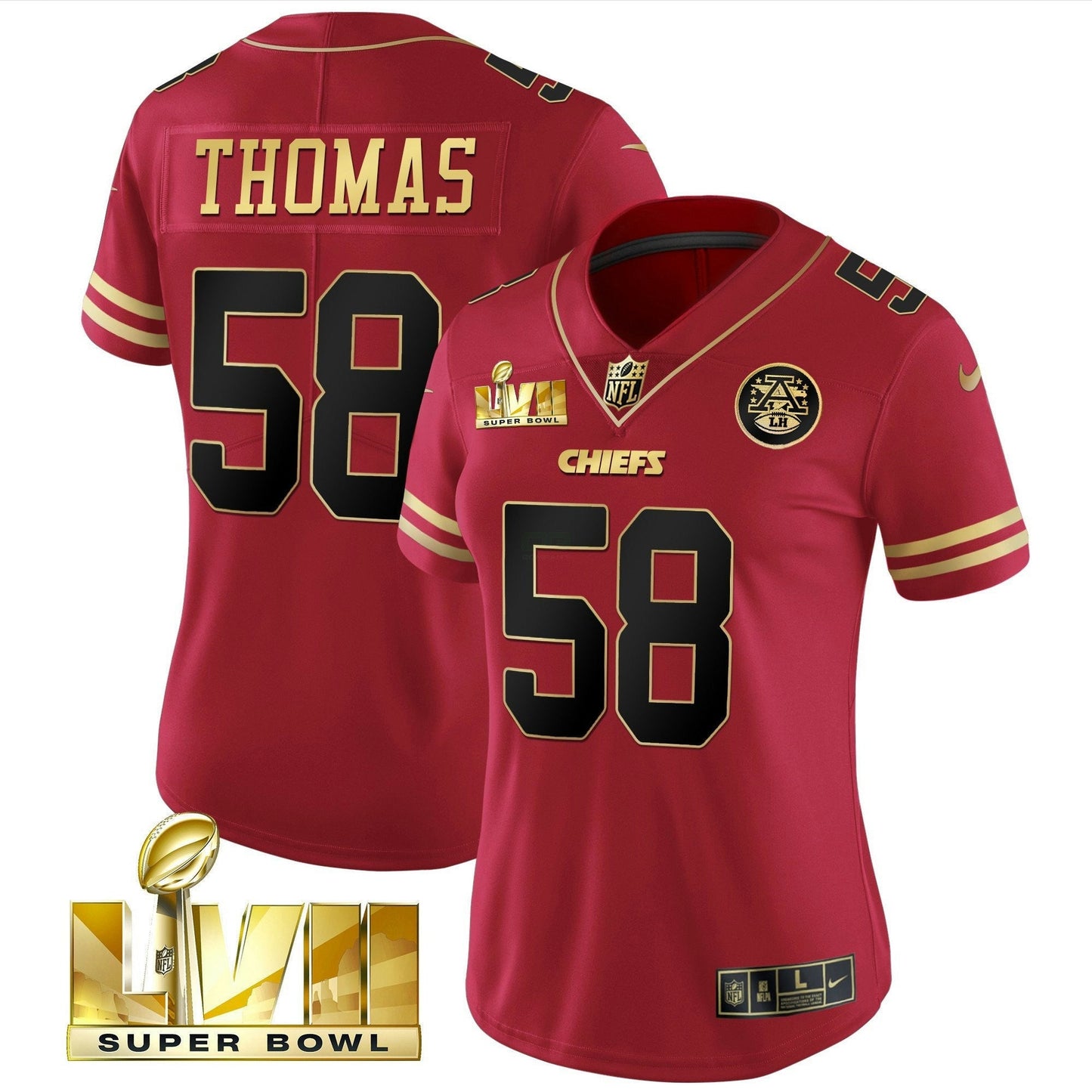 Camisa NFL Women’s Super Bowl LVII Vermelha Dourada Vapor Jersey