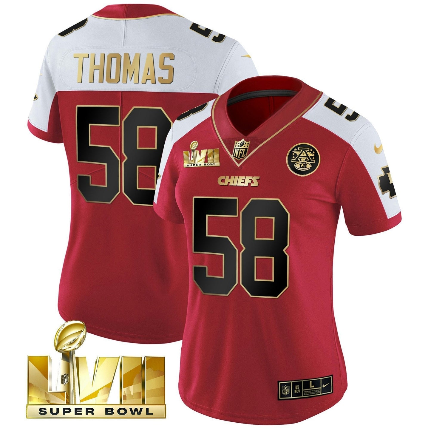 Camisa NFL Women’s Super Bowl LVII Vermelha Dourada Vapor Jersey