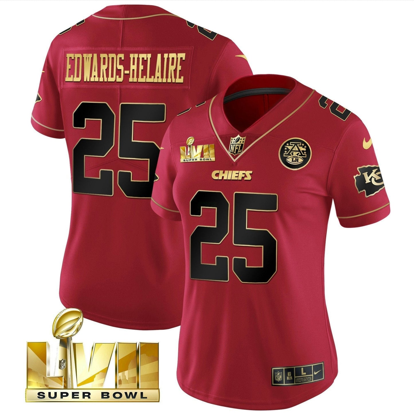 Camisa NFL Women’s Super Bowl LVII Vermelha Dourada Vapor Jersey