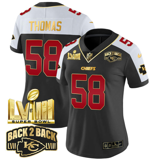 Camisa NFL Women’s Super Bowl LVIII & Back 2 Back Gold Patch Vapor Jersey