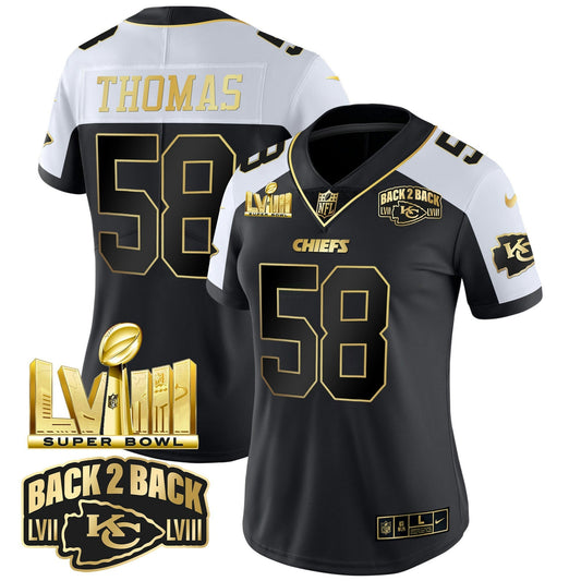 Camisa NFL Women’s Super Bowl LVIII & Back 2 Back Gold Patch Vapor Jersey V2
