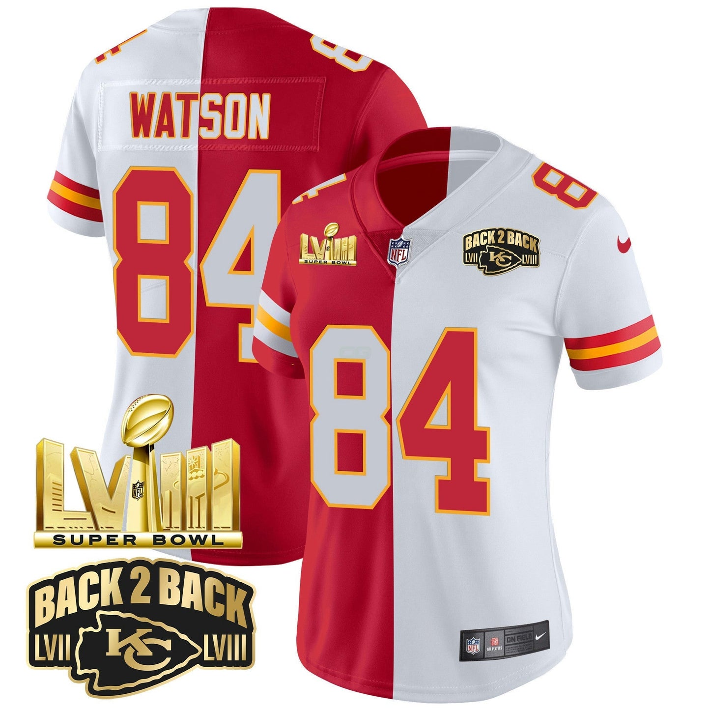 Camisa NFL Women’s Super Bowl LVIII & Back 2 Back Gold Patch Vapor Jersey V2