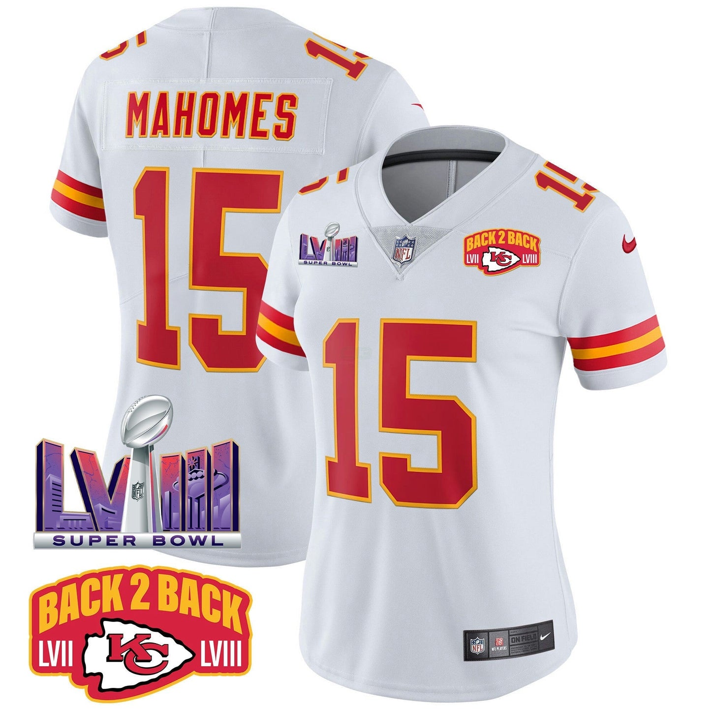 Camisa NFL Women’s Super Bowl LVIII & Back 2 Back Patch Vapor Jersey