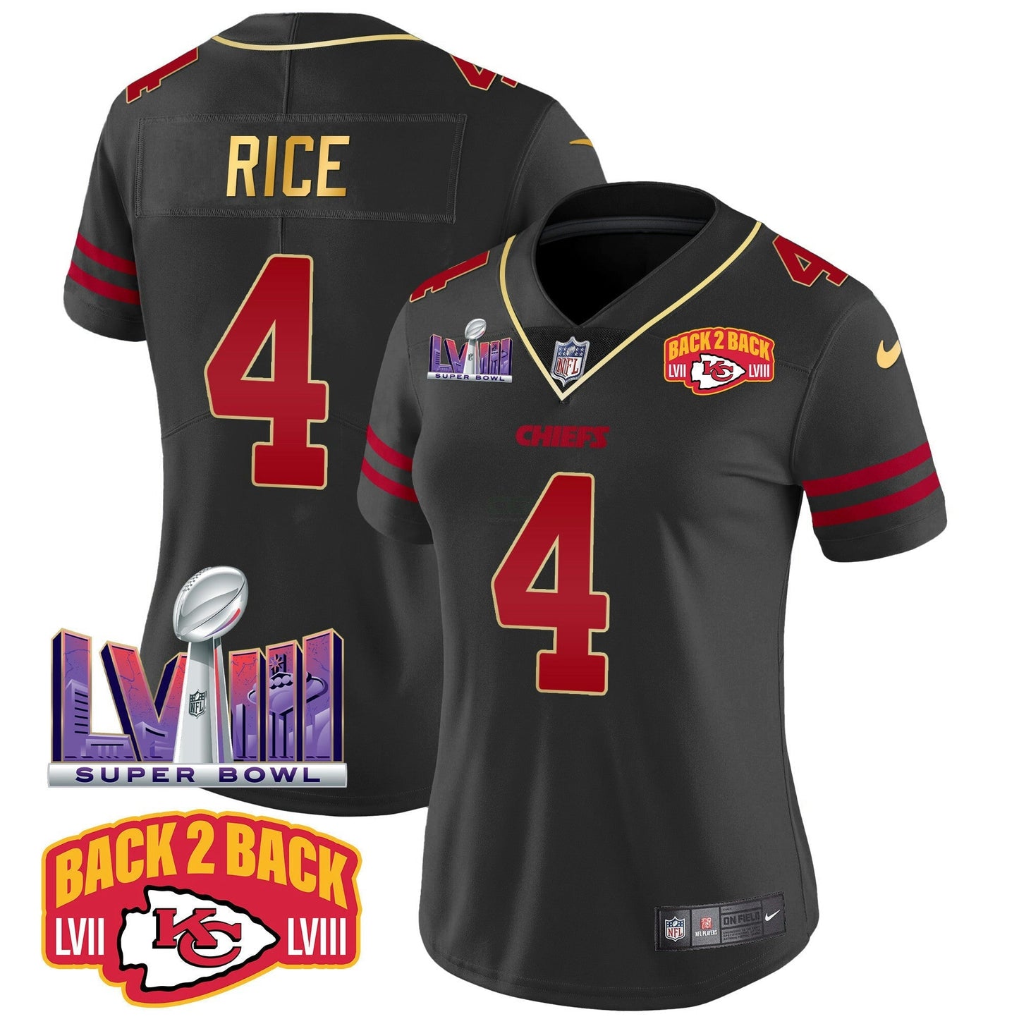 Camisa NFL Women’s Super Bowl LVIII & Back 2 Back Patch Vapor Jersey