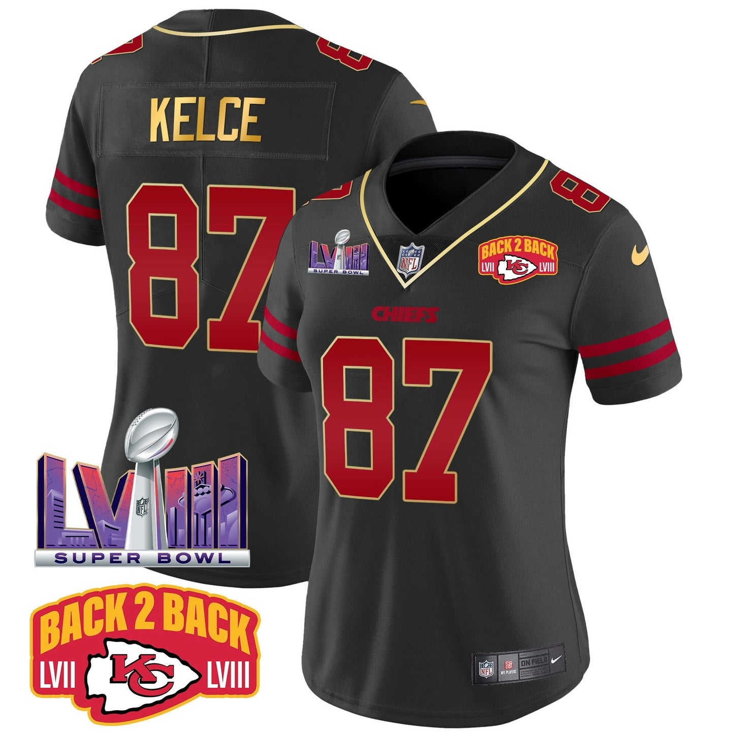 Camisa NFL Women’s Super Bowl LVIII & Back 2 Back Patch Vapor Jersey