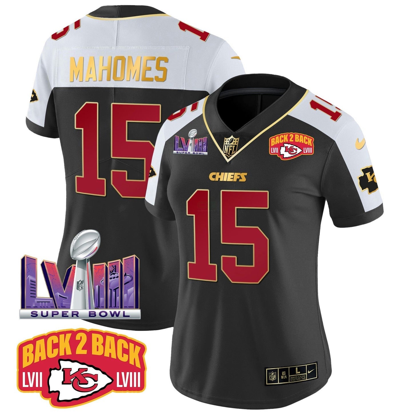 Camisa NFL Women’s Super Bowl LVIII & Back 2 Back Patch Vapor Jersey