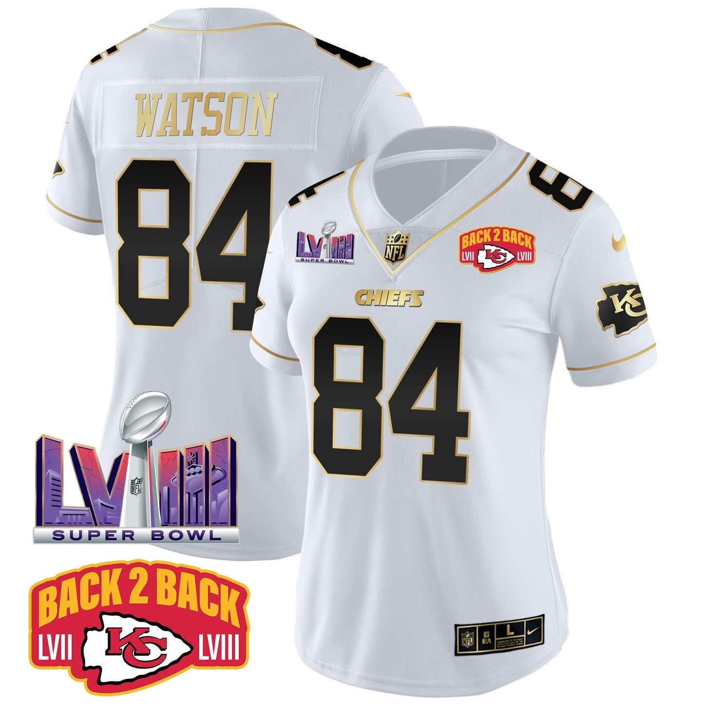 Camisa NFL Women’s Super Bowl LVIII & Back 2 Back Patch Vapor Jersey V2