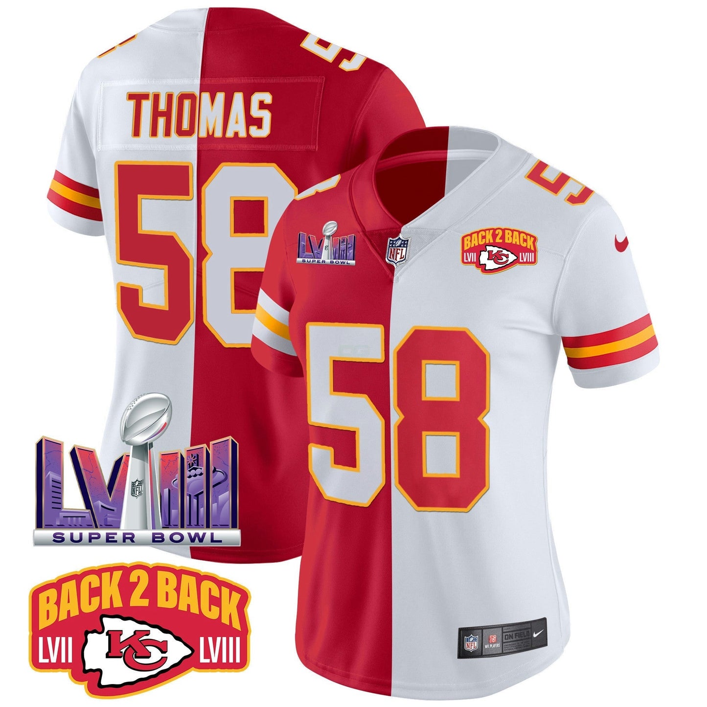 Camisa NFL Women’s Super Bowl LVIII & Back 2 Back Patch Vapor Jersey V2