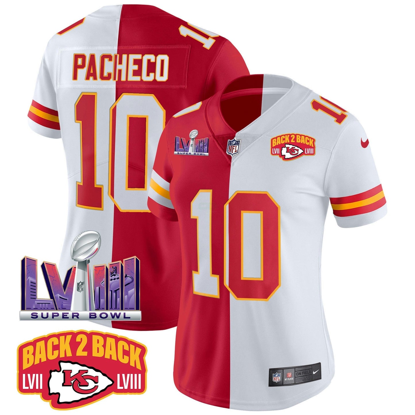 Camisa NFL Women’s Super Bowl LVIII & Back 2 Back Patch Vapor Jersey V2