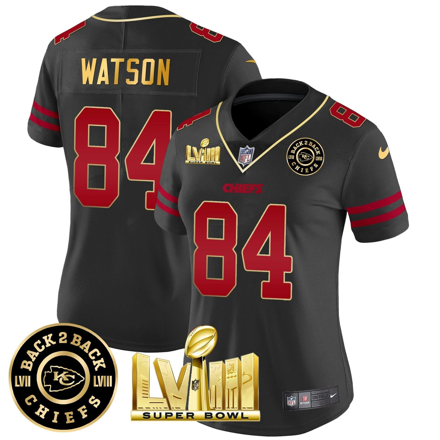 Camisa NFL Women’s Super Bowl LVIII & Back 2 Back Patch Vapor Jersey V3