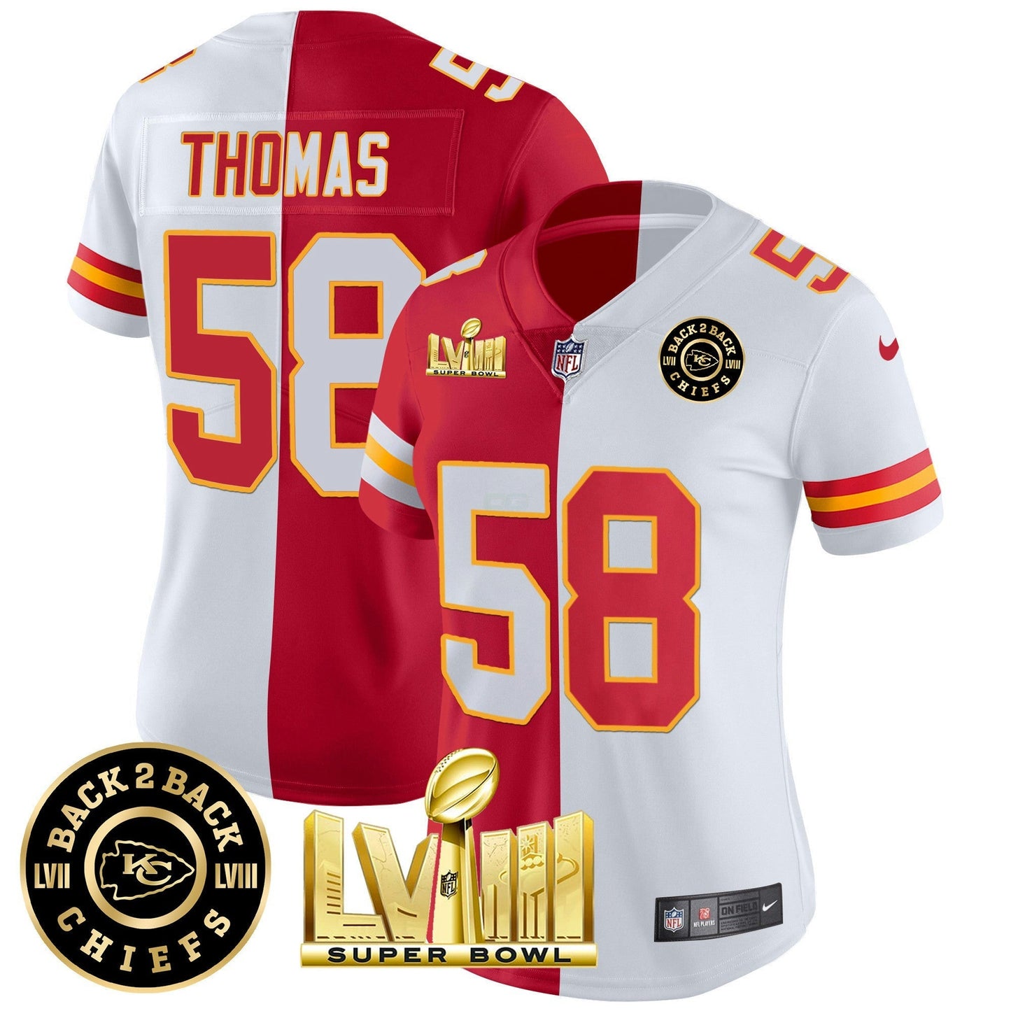 Camisa NFL Women’s Super Bowl LVIII & Back 2 Back Patch Vapor Jersey V4