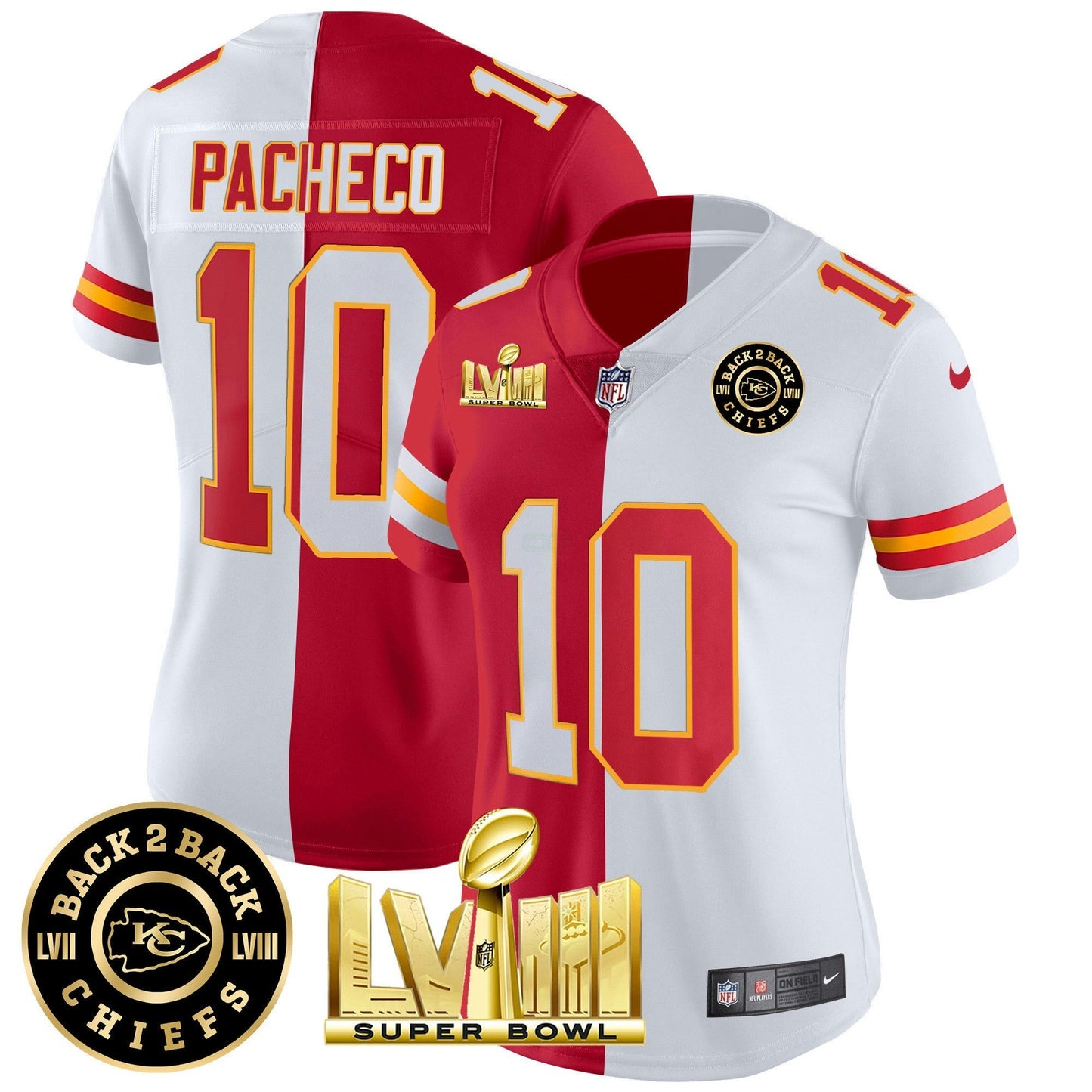 Camisa NFL Women’s Super Bowl LVIII & Back 2 Back Patch Vapor Jersey V4