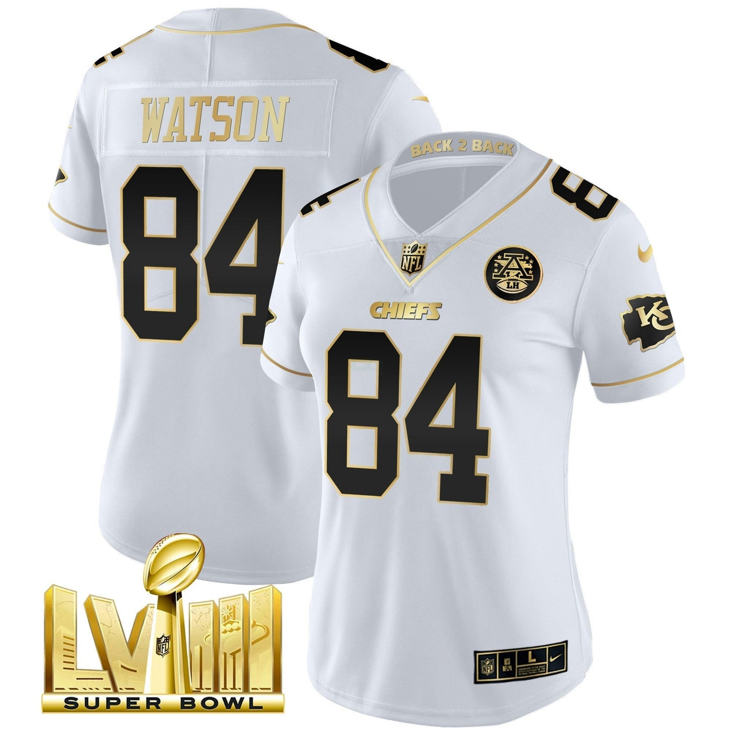 Camisa NFL Women’s Super Bowl LVIII & Back 2 Back Patch Vapor Jersey V5