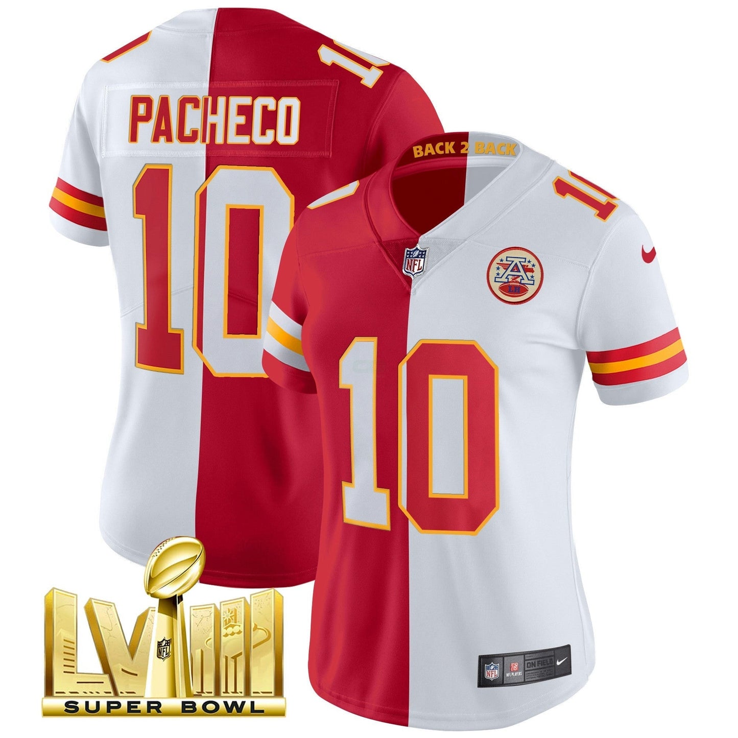 Camisa NFL Women’s Super Bowl LVIII & Back 2 Back Patch Vapor Jersey V5