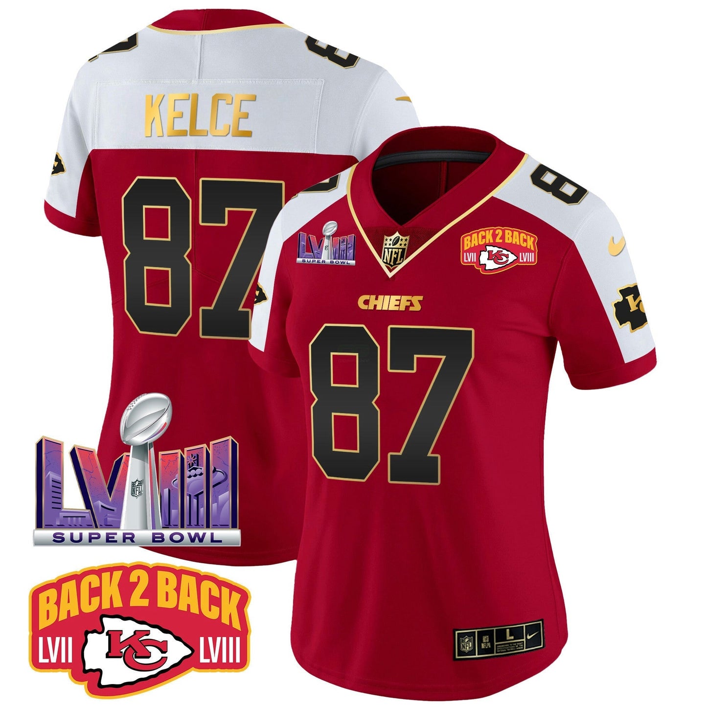 Camisa NFL Women’s Super Bowl LVIII & Back 2 Back Patch Vapor Jersey