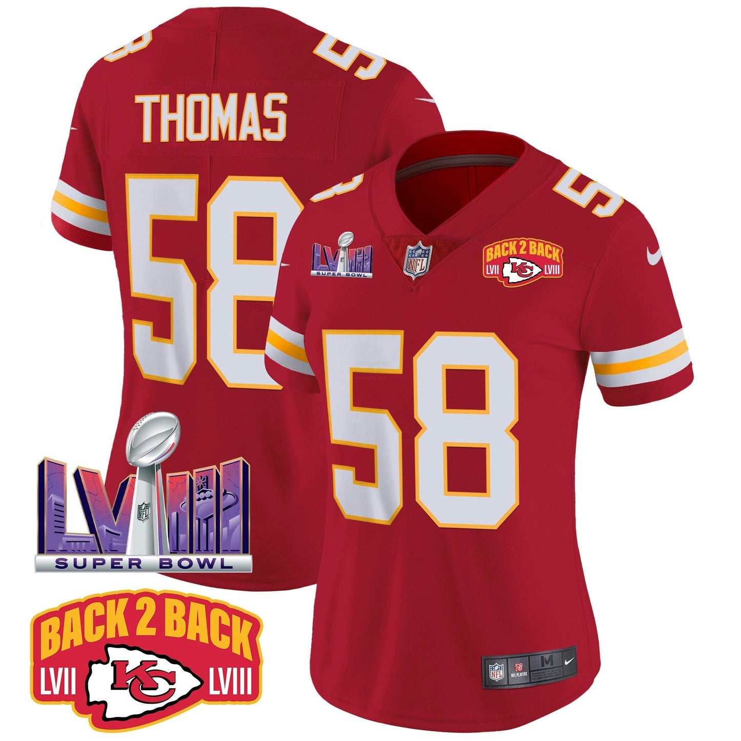 Camisa NFL Women’s Super Bowl LVIII & Back 2 Back Patch Vapor Jersey