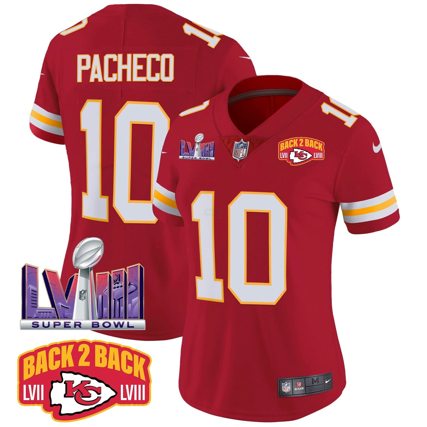 Camisa NFL Women’s Super Bowl LVIII & Back 2 Back Patch Vapor Jersey