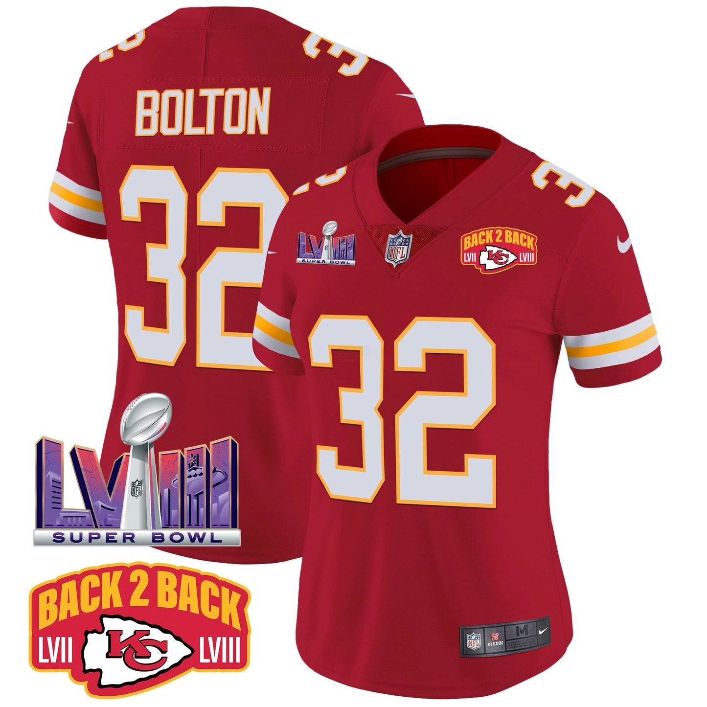 Camisa NFL Women’s Super Bowl LVIII & Back 2 Back Patch Vapor Jersey