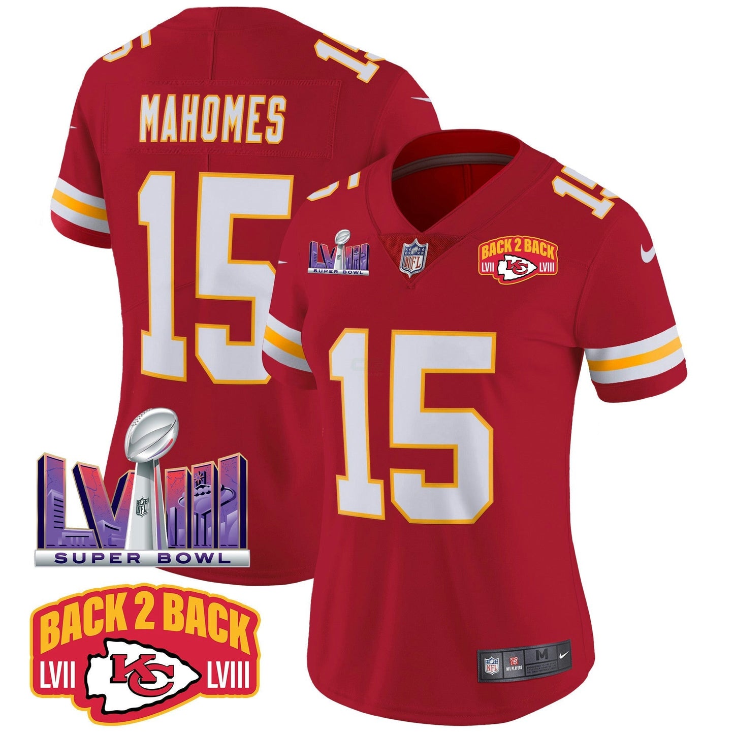 Camisa NFL Women’s Super Bowl LVIII & Back 2 Back Patch Vapor Jersey