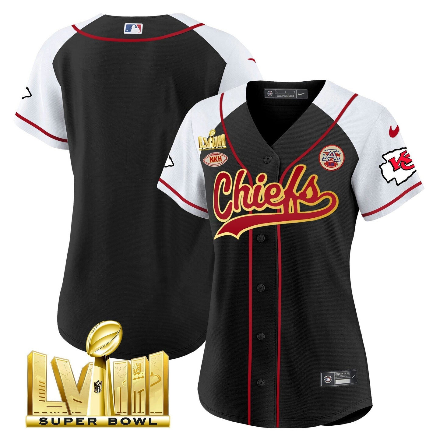 Camisa NFL Kansas City Chiefs Women’s Super Bowl LVIII Dourada Patch Jersey