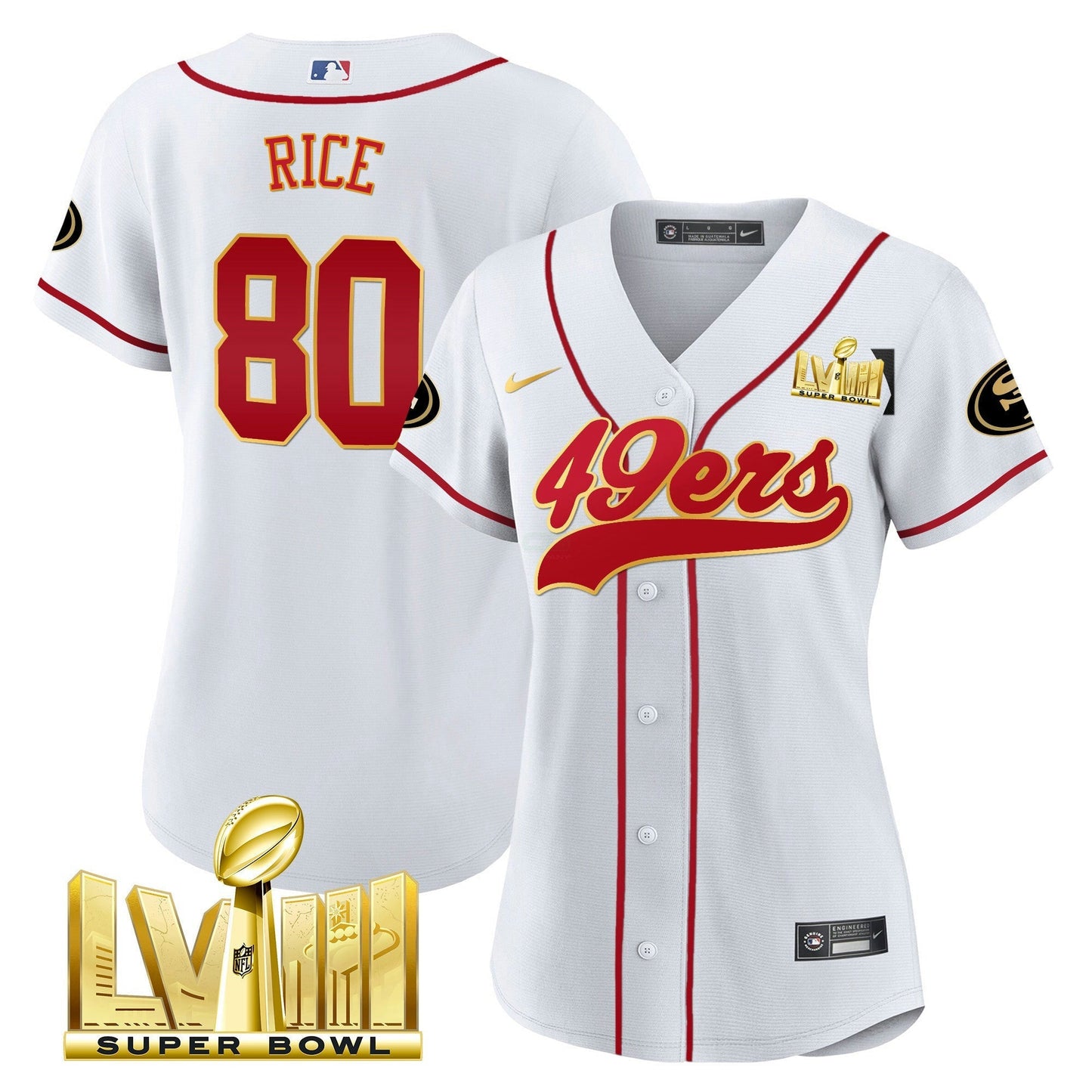 Camisa NFL Women’s Super Bowl LVIII Dourada Patch Jersey