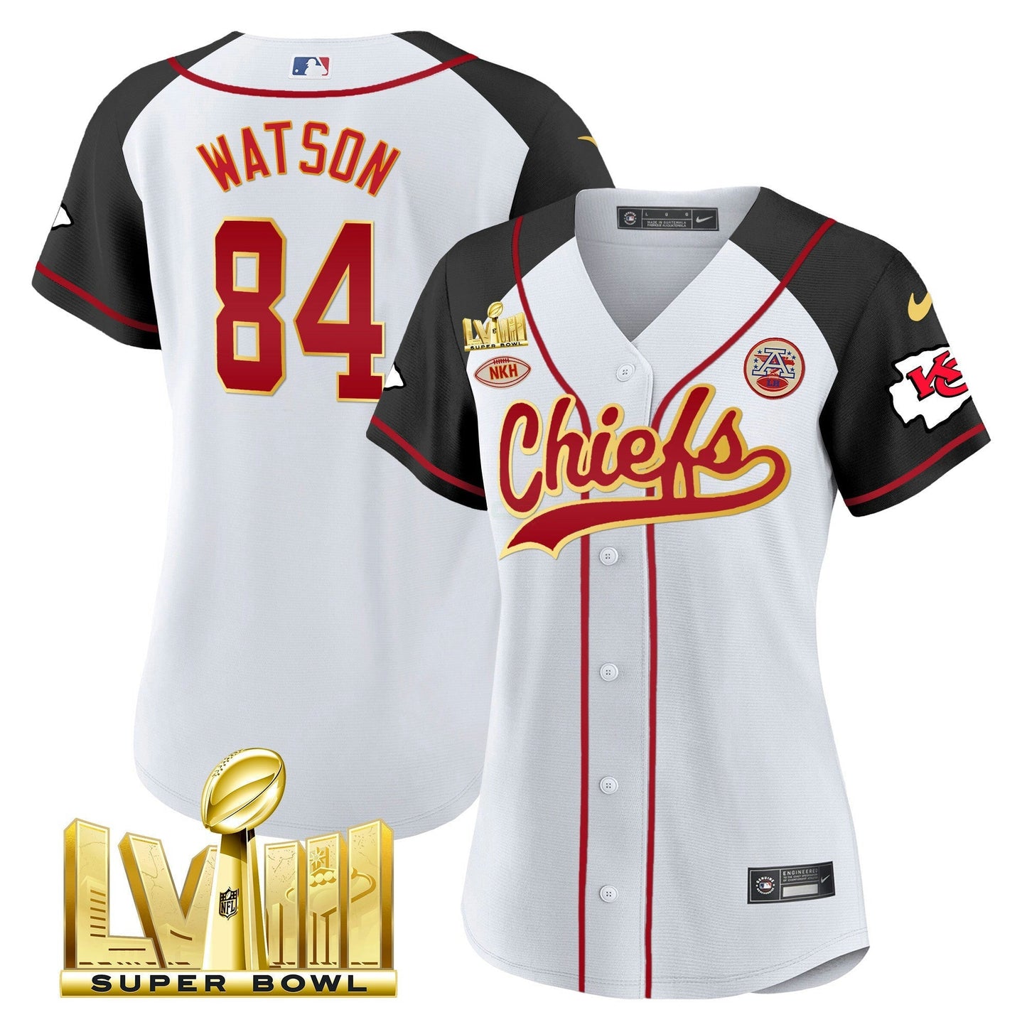 Camisa NFL Kansas City Chiefs Women’s Super Bowl LVIII Dourada Patch Jersey