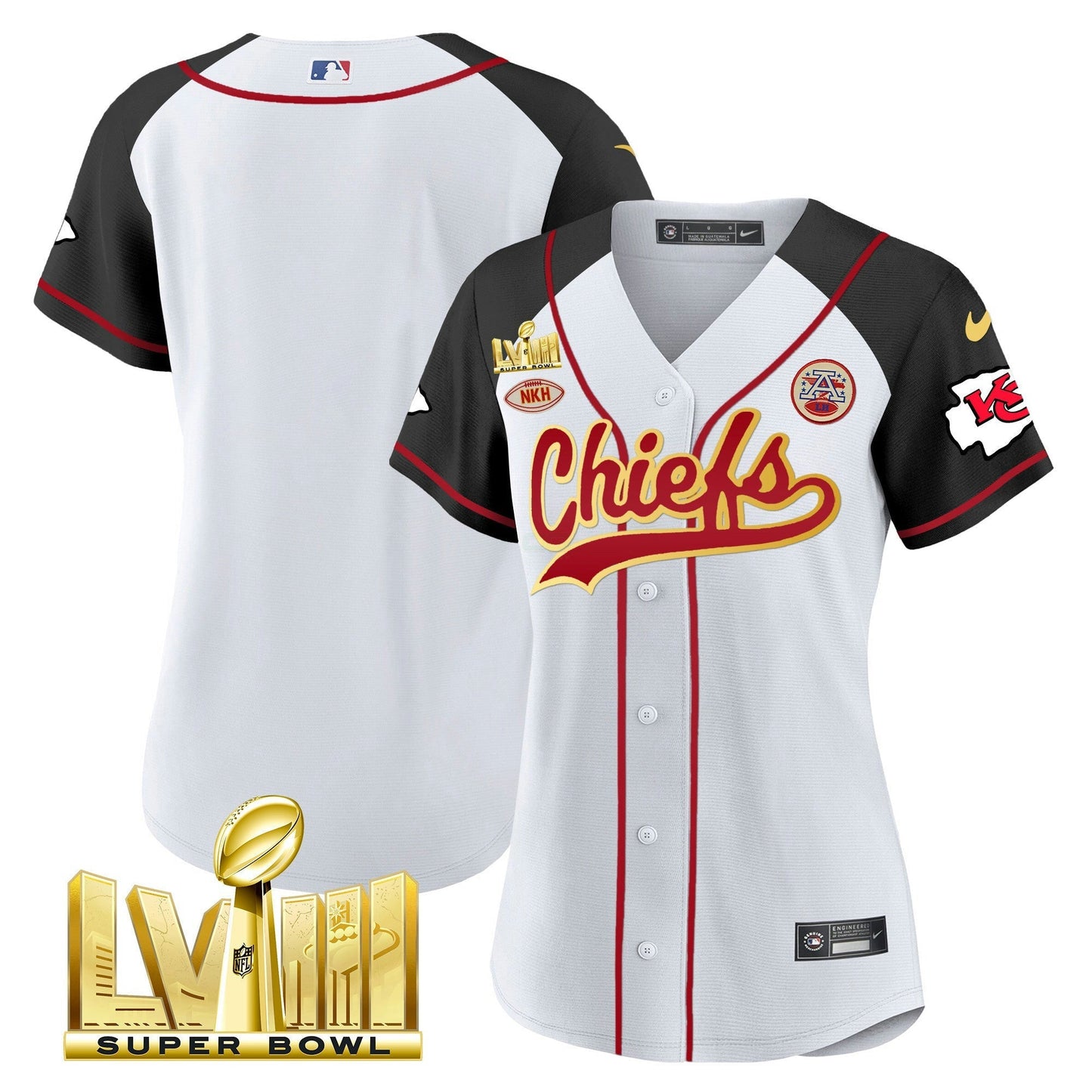 Camisa NFL Kansas City Chiefs Women’s Super Bowl LVIII Dourada Patch Jersey