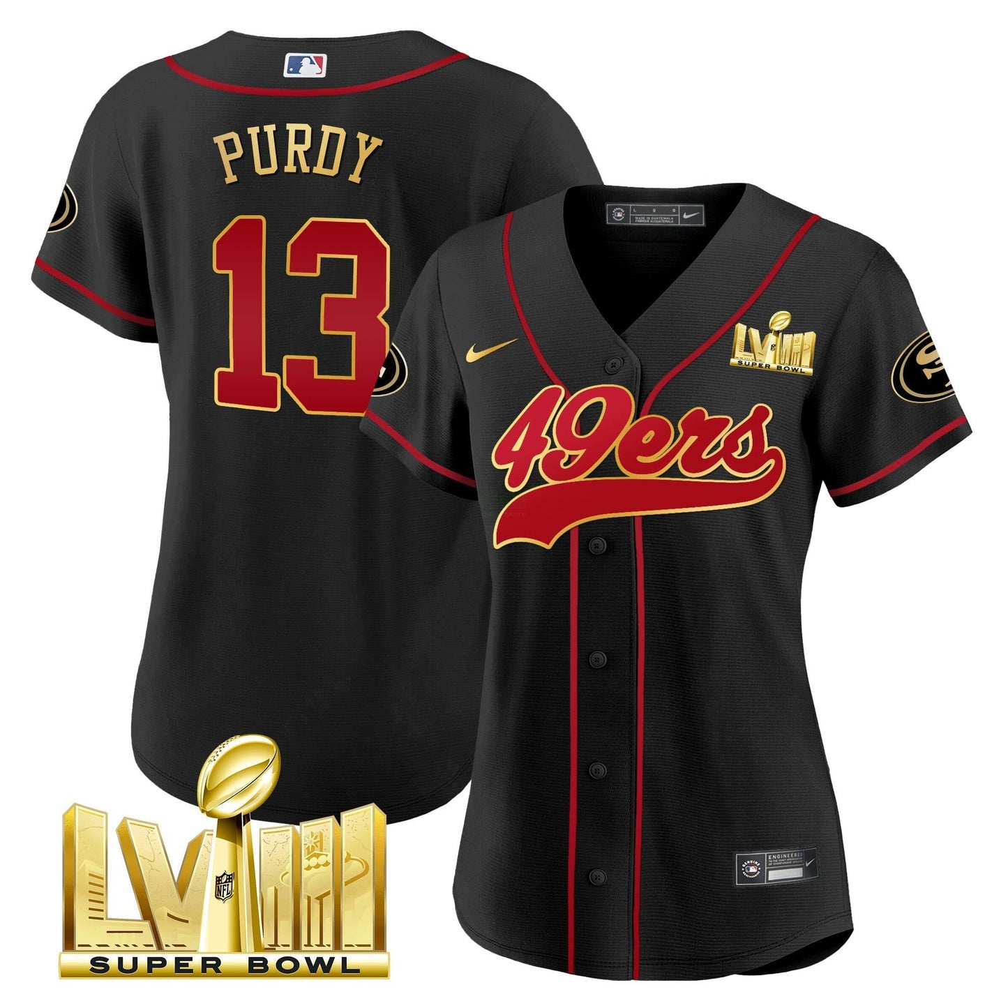 Camisa NFL Women’s Super Bowl LVIII Dourada Patch Jersey
