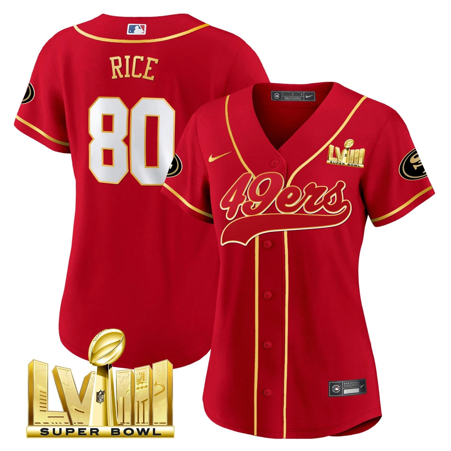 Camisa NFL Women’s Super Bowl LVIII Dourada Patch Jersey