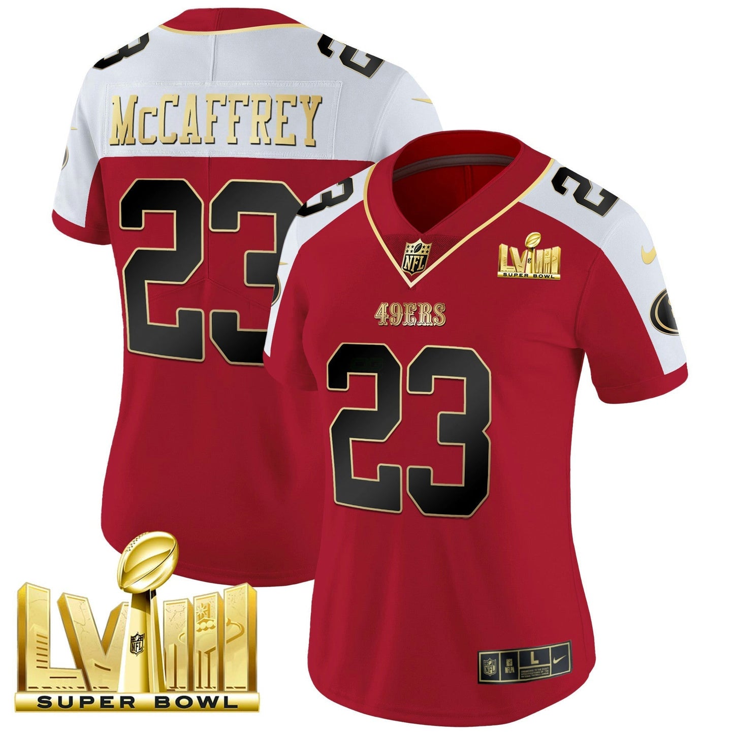 Camisa NFL Women’s Super Bowl LVIII Dourada Patch Vapor Jersey