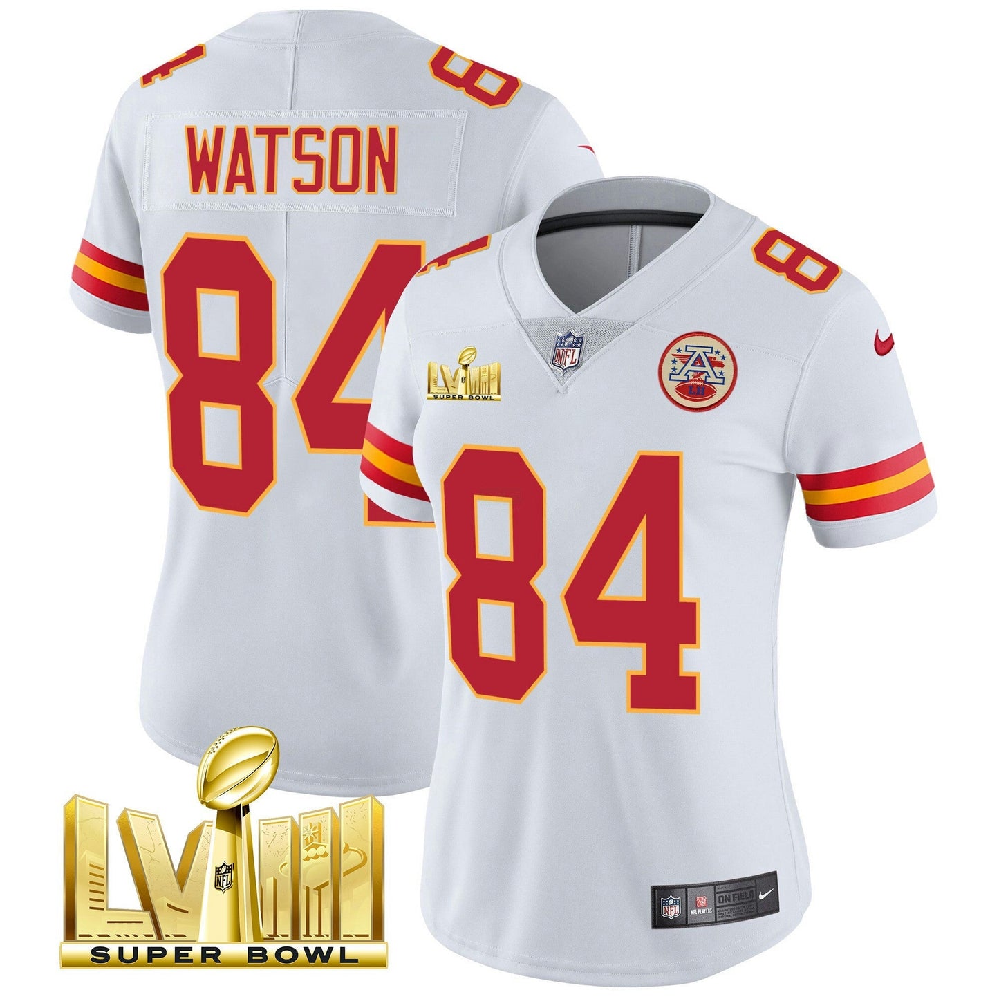 Camisa NFL Kansas City Chiefs Women’s Super Bowl LVIII Dourada Patch Vapor Jersey