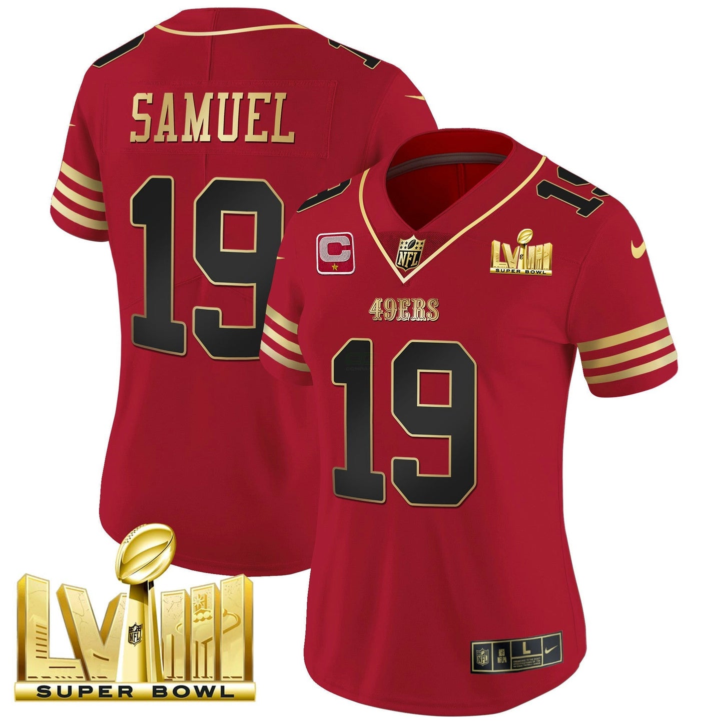 Camisa NFL Women’s Super Bowl LVIII Dourada Patch Vapor Jersey