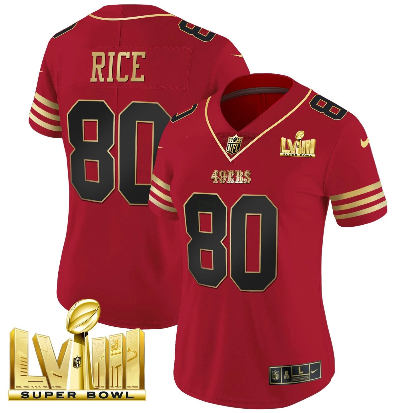 Camisa NFL Women’s Super Bowl LVIII Dourada Patch Vapor Jersey
