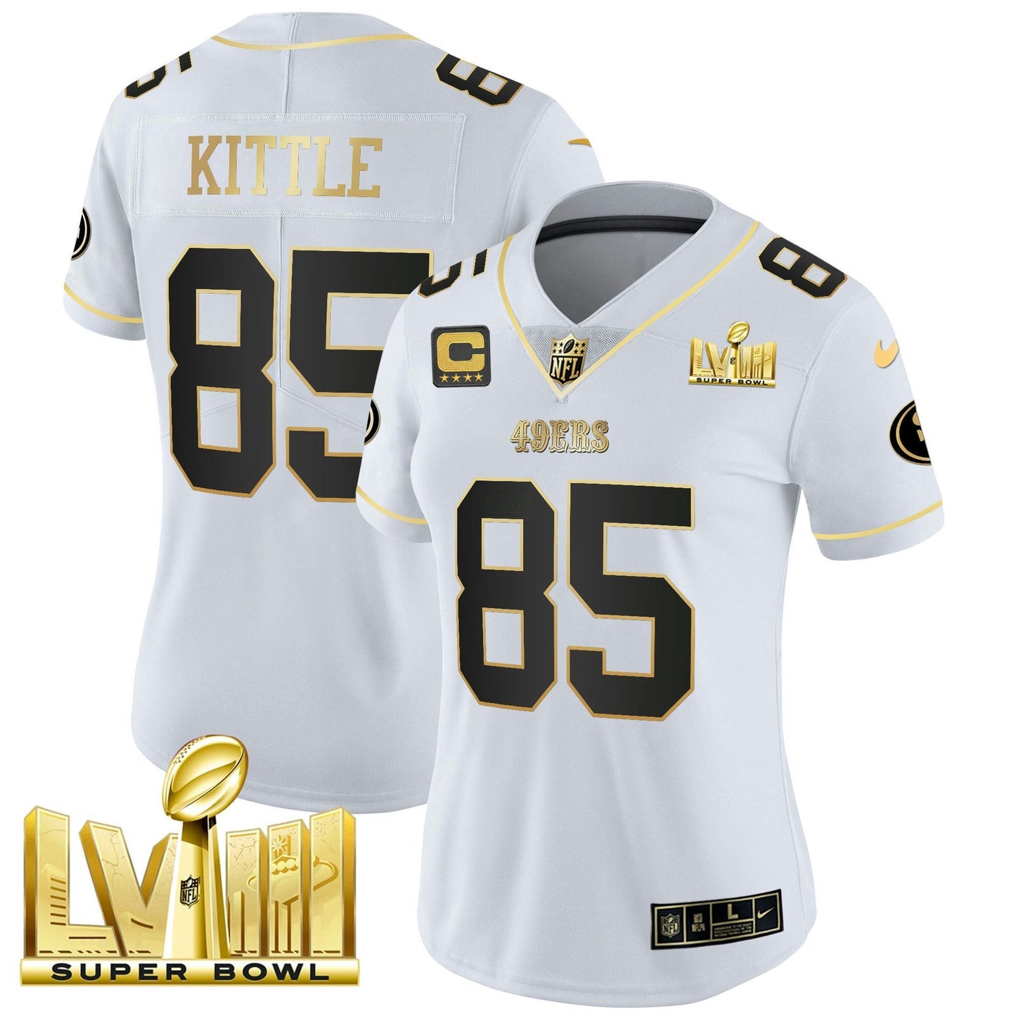 Camisa NFL Women’s Super Bowl LVIII Dourada Patch Vapor Jersey V2
