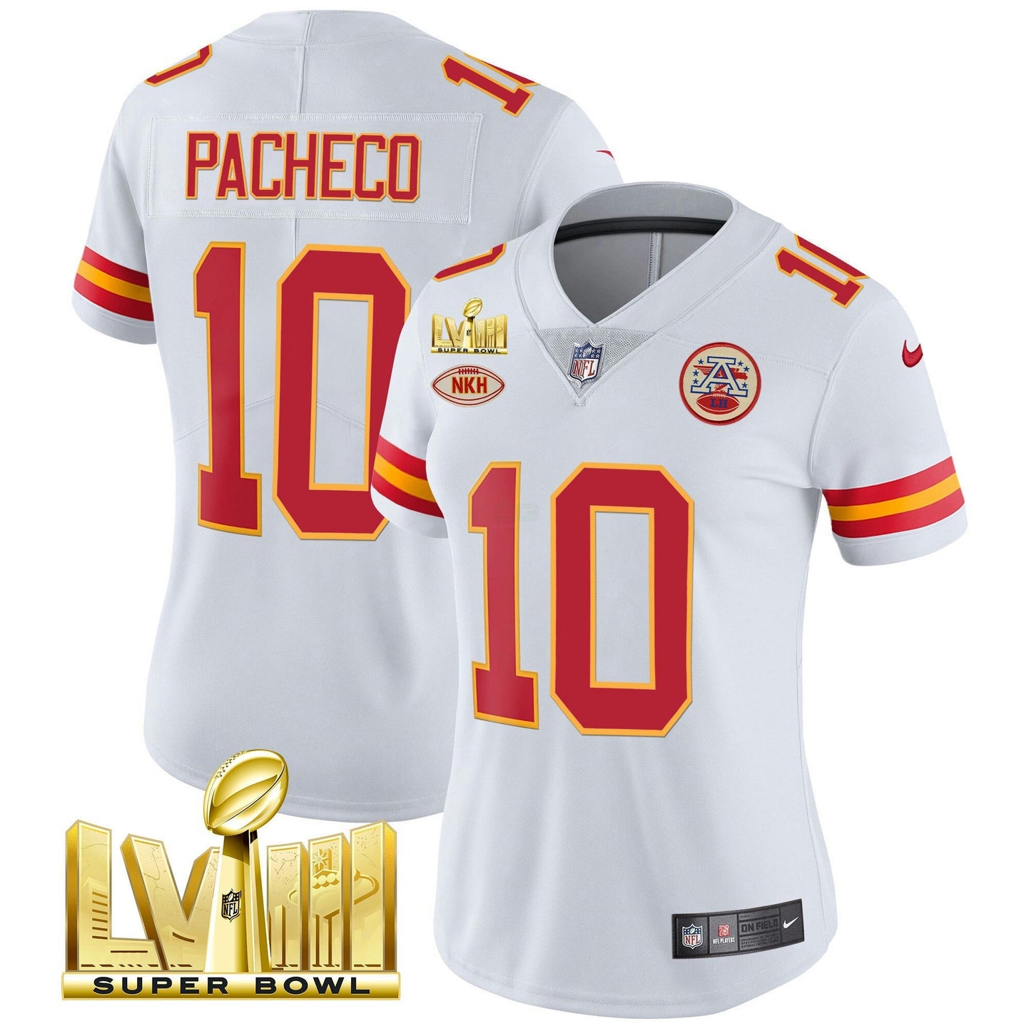 Camisa NFL Kansas City Chiefs Women’s Super Bowl LVIII Dourada Patch Vapor Jersey V2