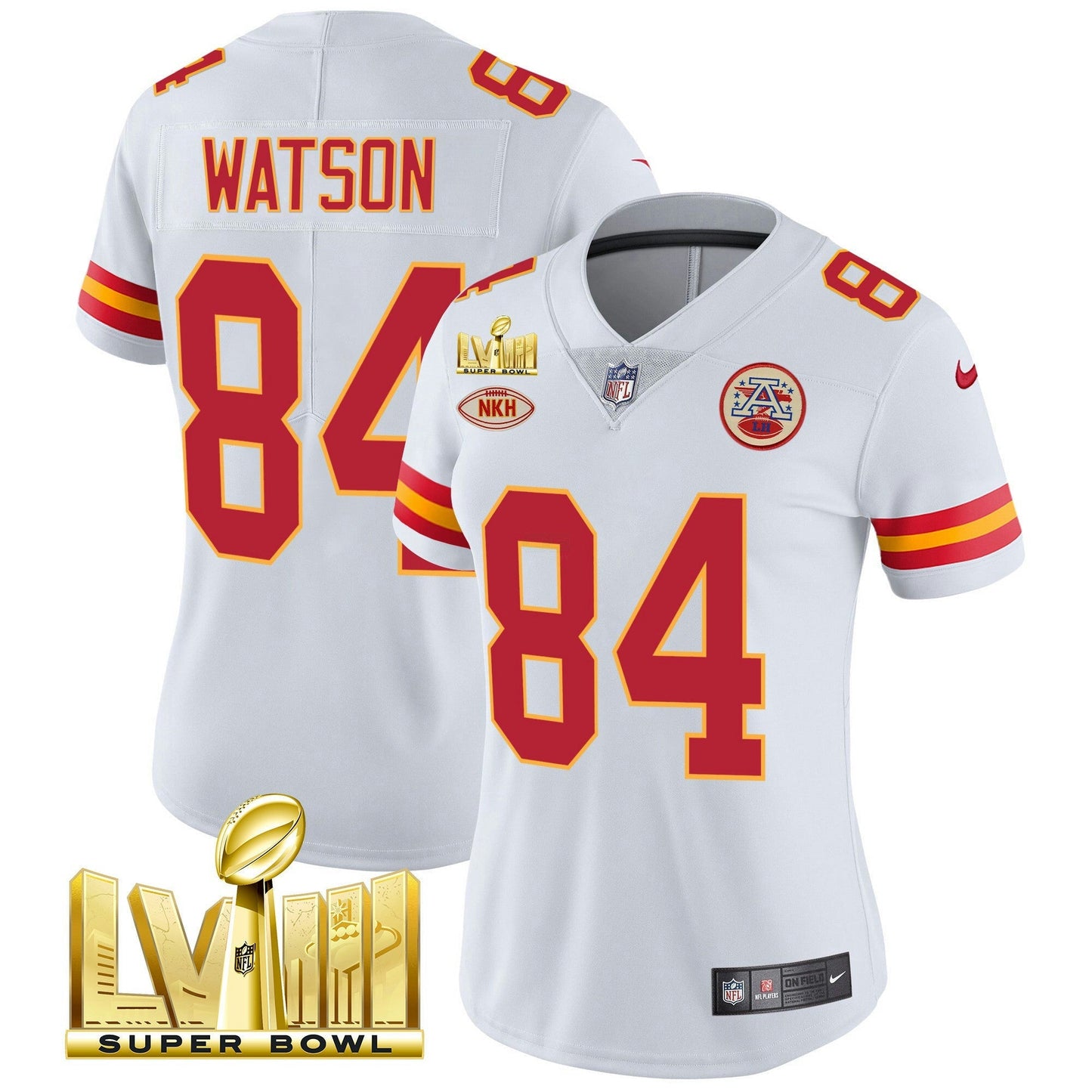 Camisa NFL Kansas City Chiefs Women’s Super Bowl LVIII Dourada Patch Vapor Jersey V2