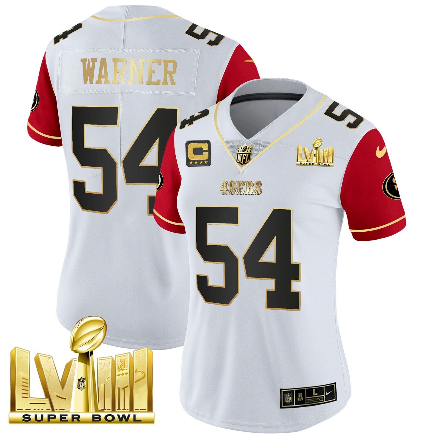 Camisa NFL Women’s Super Bowl LVIII Dourada Patch Vapor Jersey V2