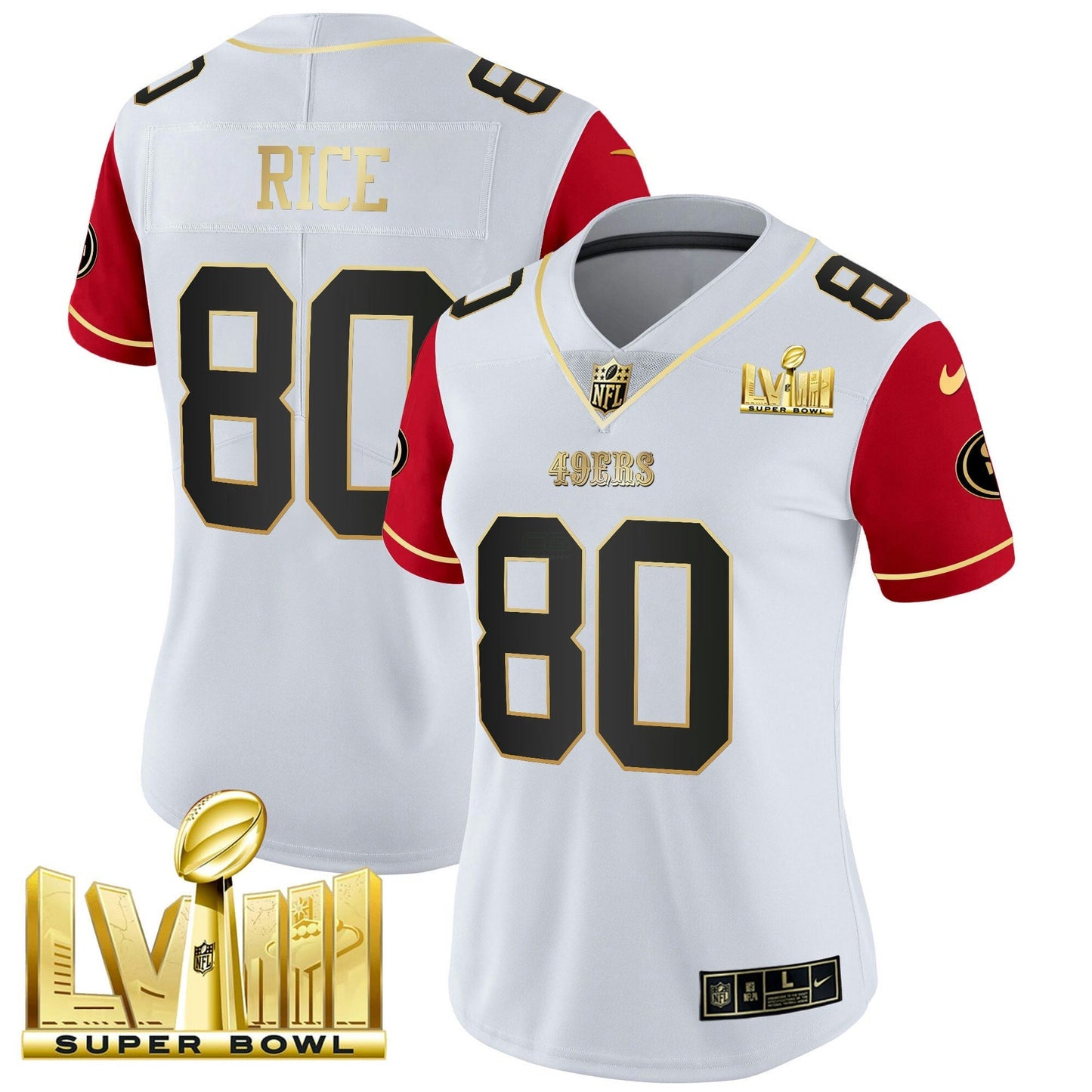Camisa NFL Women’s Super Bowl LVIII Dourada Patch Vapor Jersey V2