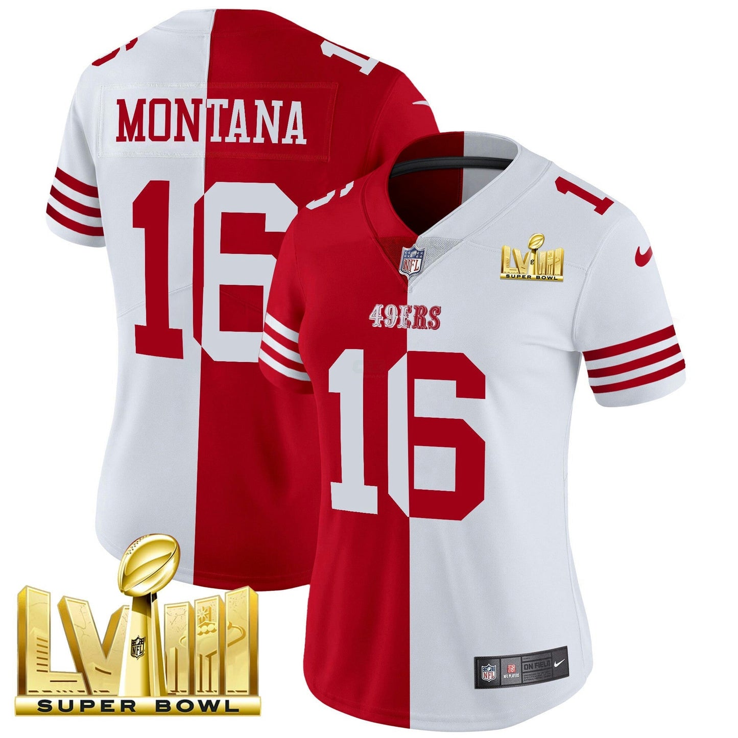 Camisa NFL Women’s Super Bowl LVIII Dourada Patch Vapor Jersey V2