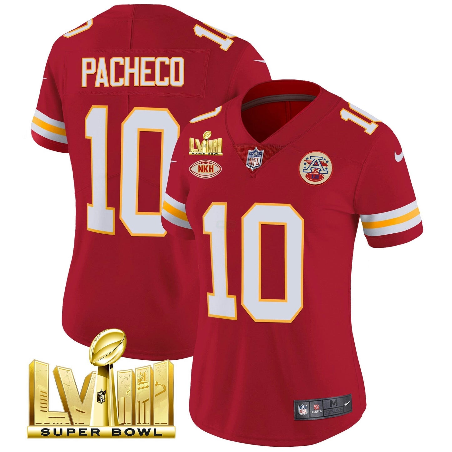 Camisa NFL Kansas City Chiefs Women’s Super Bowl LVIII Dourada Patch Vapor Jersey V2